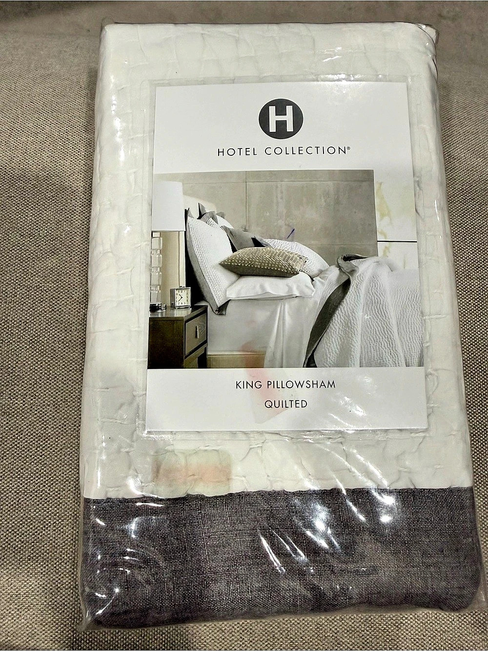 Hotel Collection Cotton Voile Quilted King Pillow Sham White & Gray
